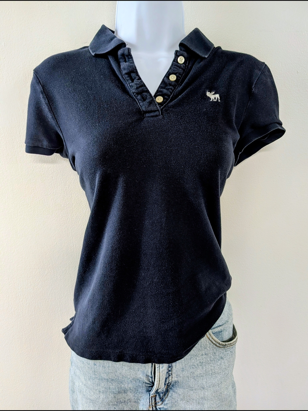 Abercrombie & Fitch Y2K Navy Blue Woman's Prep Polo T